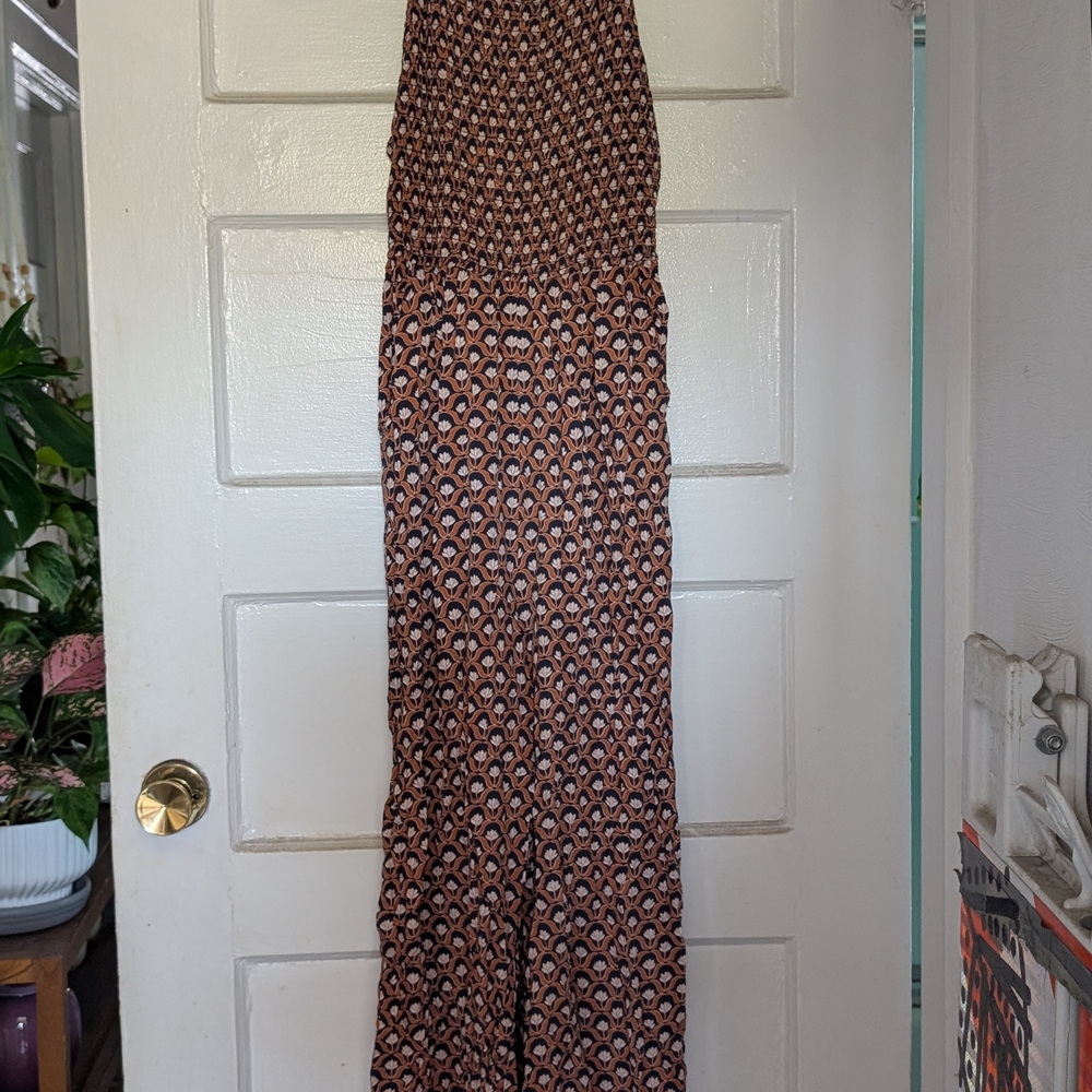 Jessica Simpson Brown Patterned Jumpsuit